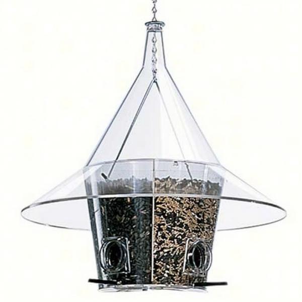 Mandarin Bird Feeder with Dividers and Clear Baffle