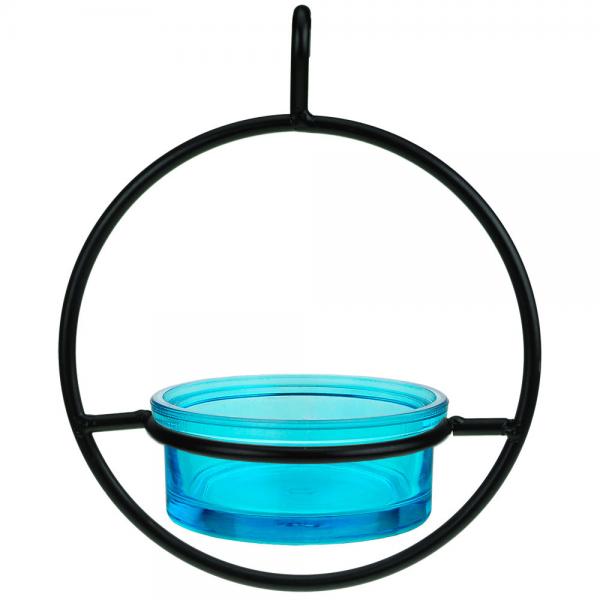 Recycled Glass 7.25 Inch Aqua Sphere Hanger Feeder