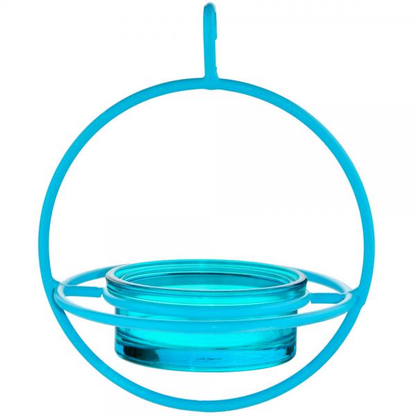Recycled Glass 7.25 Inch Blue Hanging Sphere Feeder with Perch