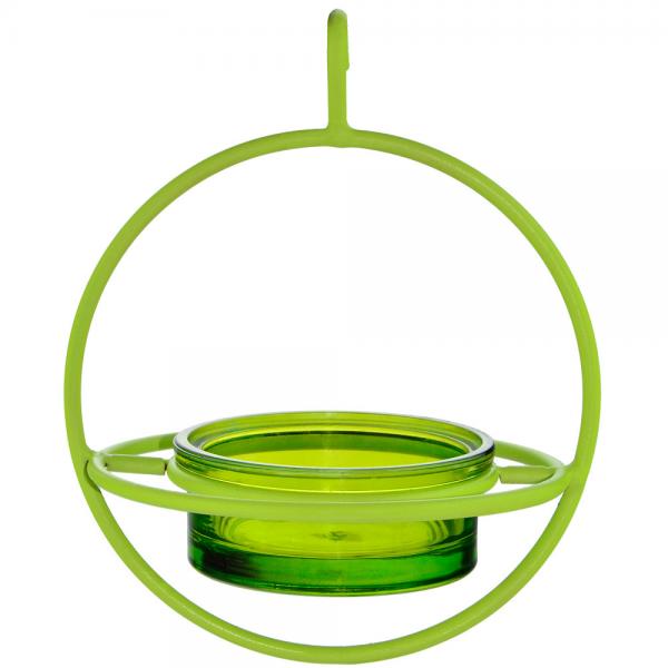 Recycled Glass 7.25 Inch Lime Hanging Sphere Feeder with Perch