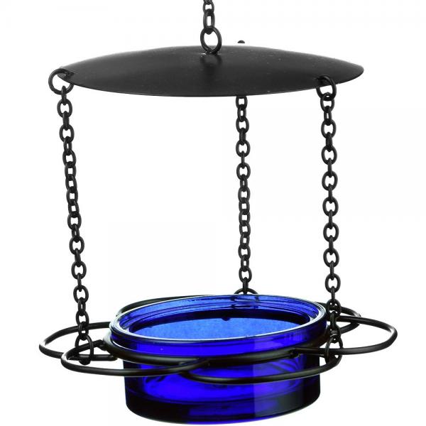 Recycled Glass 6 Inch Cobalt Blue Hanging Floral Feeder