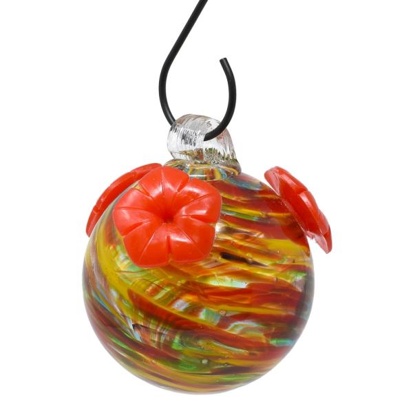 Rainbow Swirl Glass Hummingbird Feeder