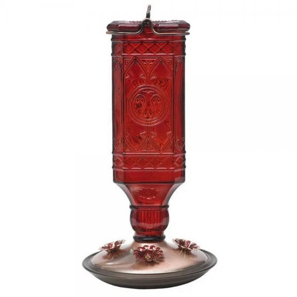 Red Square Antique Hummingbird Feeder
