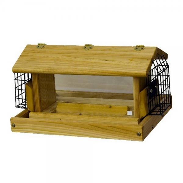 Standard Post Mount Hopper Feeder with Two Suet Baskets