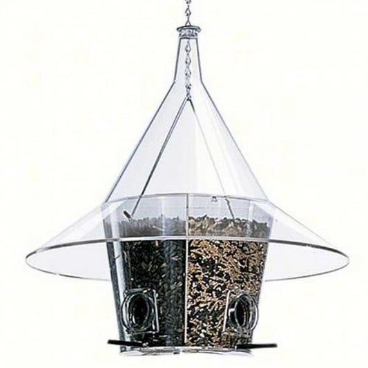 Mandarin Bird Feeder with Dividers and Clear Baffle