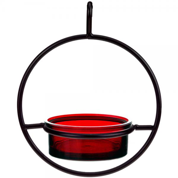 Recycled Glass 7.25 Inch Red Sphere Hanger Feeder