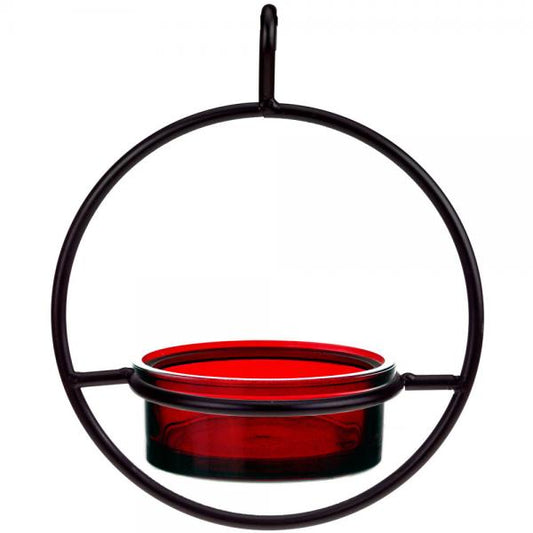 Recycled Glass 7.25 Inch Red Sphere Hanger Feeder
