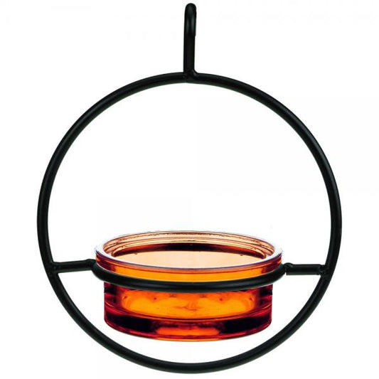 Recycled Glass 7.25 Inch Orange Sphere Hanger Feeder