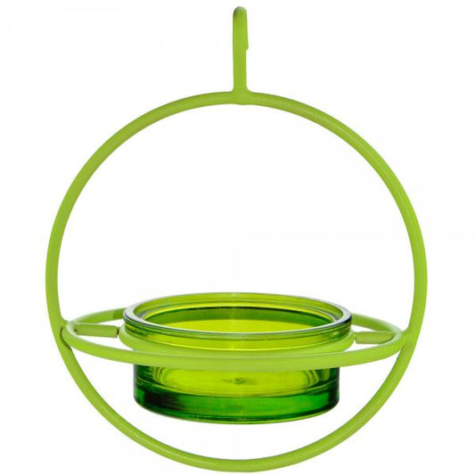 Recycled Glass 7.25 Inch Lime Hanging Sphere Feeder with Perch