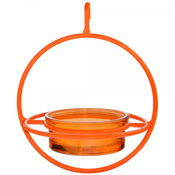 Recycled Glass 7.25 Inch Orange Hanging Sphere Feeder with Perch