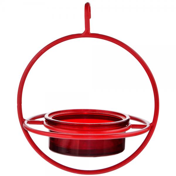 Recycled Glass 7.25 Inch Red Hanging Sphere Feeder with Perch