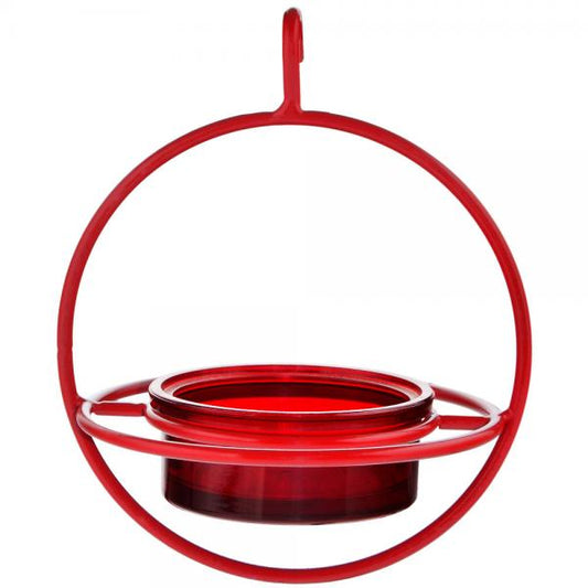 Recycled Glass 7.25 Inch Red Hanging Sphere Feeder with Perch