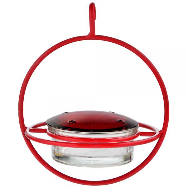 Recycled Glass 7.25 Inch Red Hanging Sphere Hummingbird Feeder with Perch