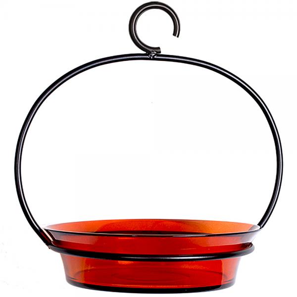 Recycled Glass 9.75 Inch Orange Cuban Bowl Bird Bath or Feeder