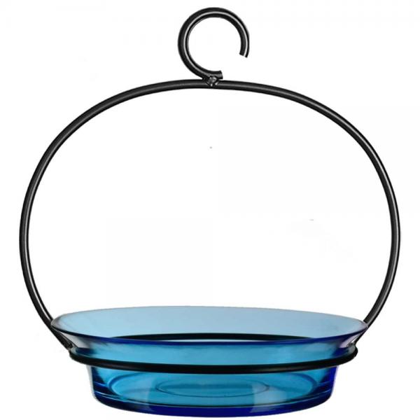 Recycled Glass 9.75 Inch Aqua Cuban Bowl Bird Bath or Feeder