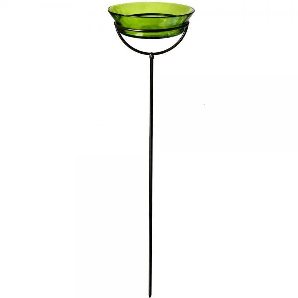 Recycled Glass 7 Inches x 37 Inches Lime Cuban Garden Stake Bath or Feeder