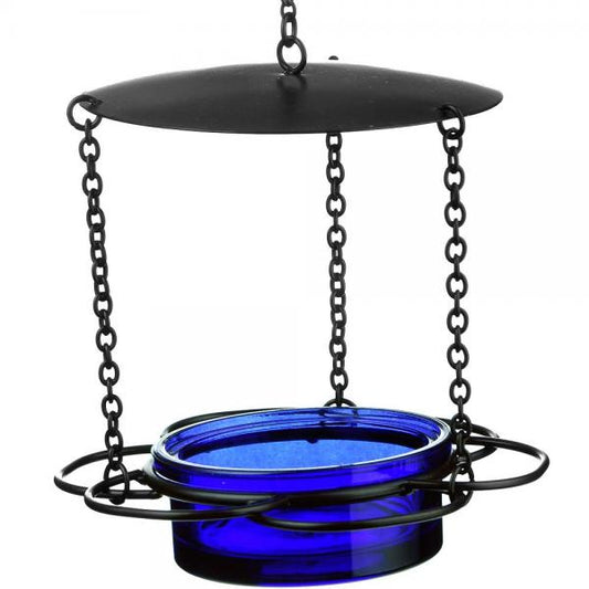 Recycled Glass 6 Inch Cobalt Blue Hanging Floral Feeder