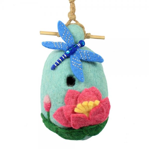 Lotus Dragonfly Felt Birdhouse