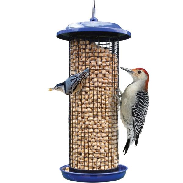Cobalt Metal Mesh Mixed Seed and Peanut Bird Feeder 2 qt