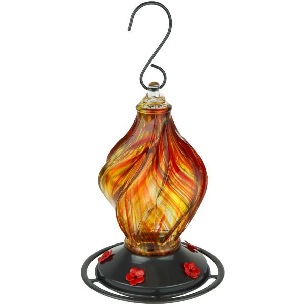 Sunburst Sipper Recycled Handblown Glass Hummingbird Feeder 13oz
