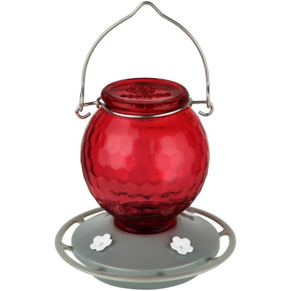 Crimson Comb Recycled Glass Hummingbird Feeder 16oz