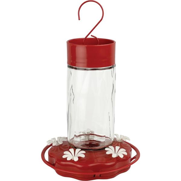 Scarlet Swirl Glass Hummingbird Feeder 20oz