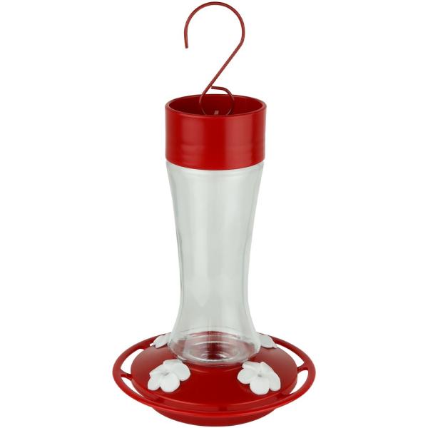 Scarlet Silhouette Glass Hummingbird Feeder 10oz