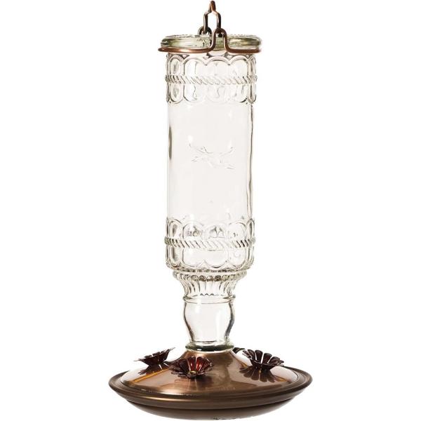 10 oz Elegant Antique Glass Bottle hummingbird feeder