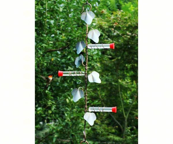 22 inch Copper Ivy Plant Hanger with 3 Hummer Stations