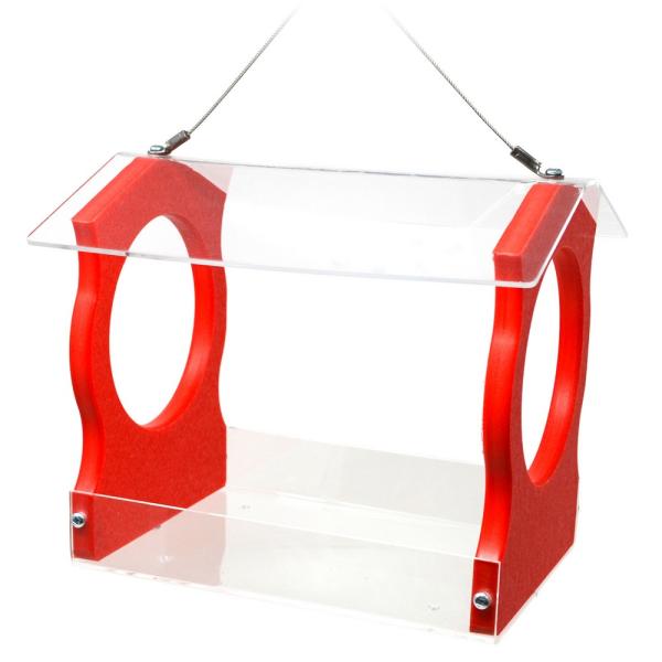 Small Red Fly-Thru Hopper Feeder