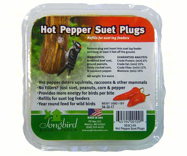 Songbird Suet Plugs Hot Pepper